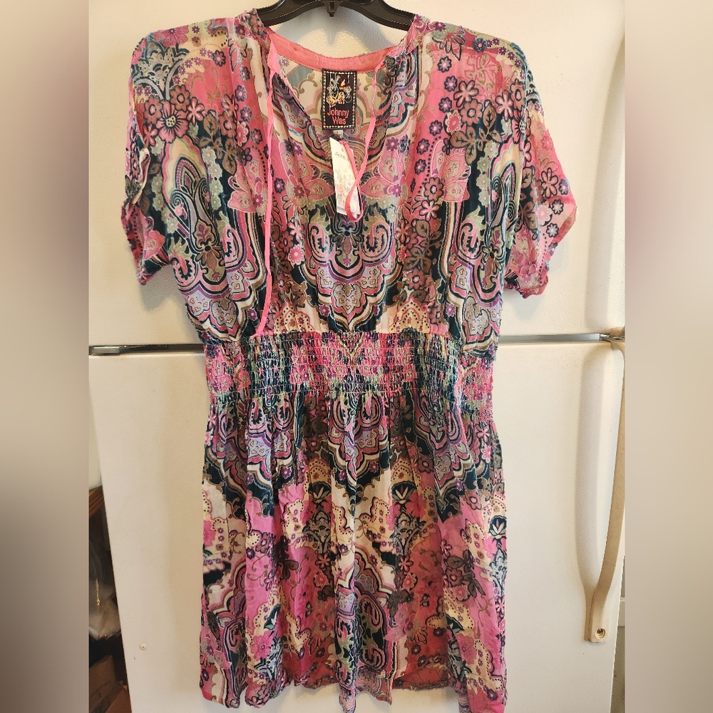 Johnny Was Sheer Burnout Velvet Dress